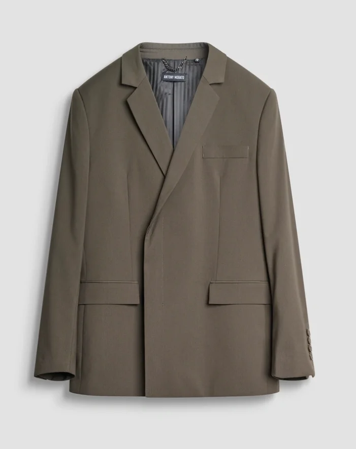CHAQUETA MORATO CRUZADA REGULAR FIT “ALAN” EN VISCOSA ELÁSTICA VERDE