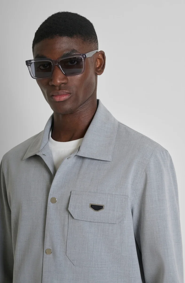 CAMISA MORATO REGULAR FIT «TIRANA» DE MEZCLA DE VISCOSA COMPUESTA ELÁSTICA GRIS