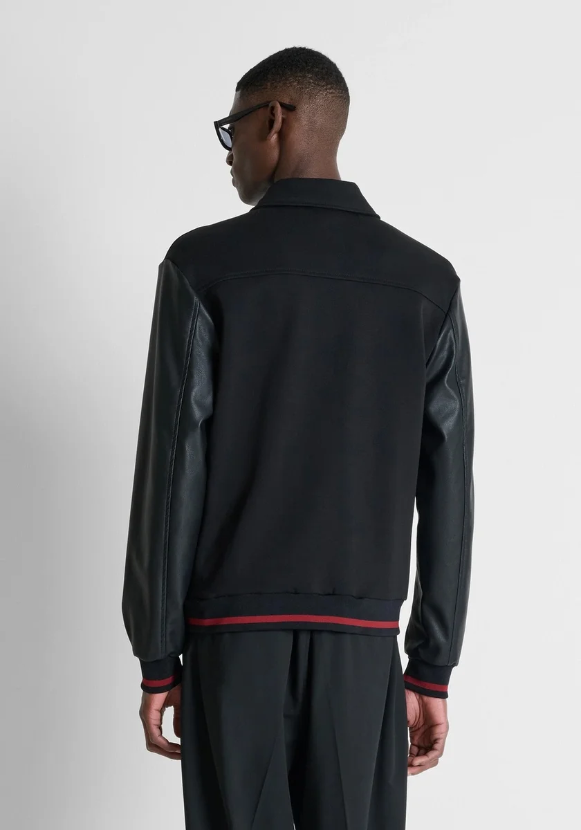 Bomber Morato negro regular fit en mezcla de algodón con logo en silicona y placa metálica en el hombro