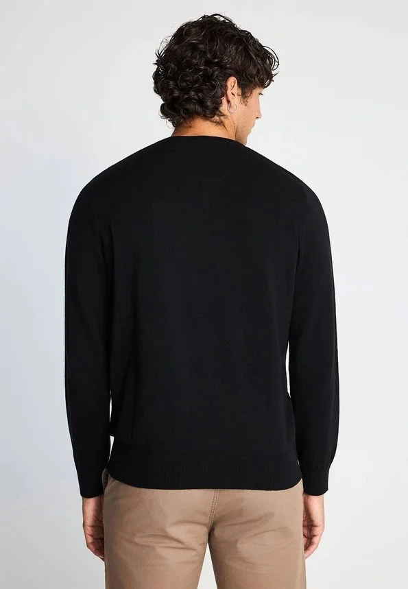 Jersey funky Buddha de punto con cuello redondo y remates acanalados negro