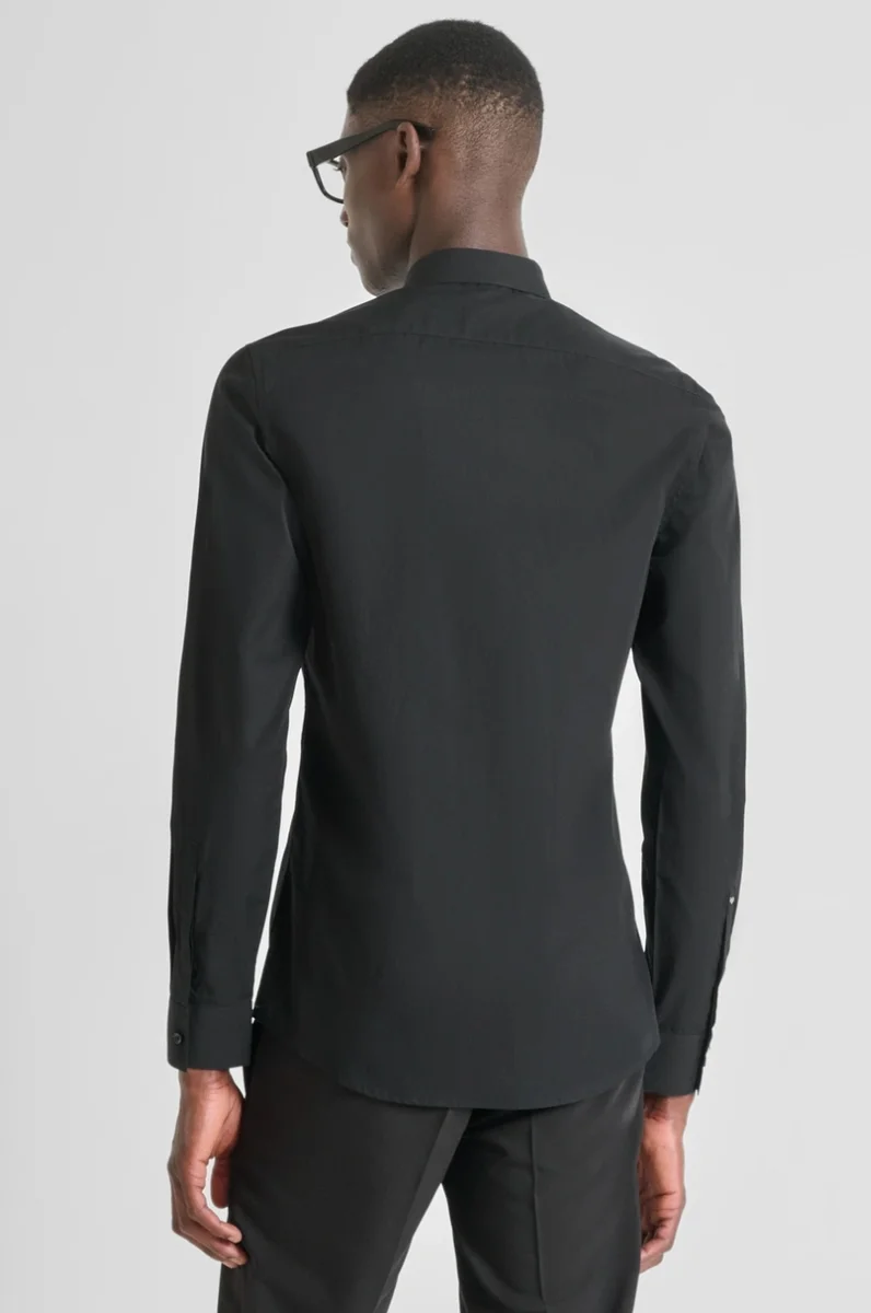 CAMISA ANTONY MORATO SLIM FIT «LONDON» EN ALGODÓN EASY IRON CON BOTÓN OCULTO BLACK