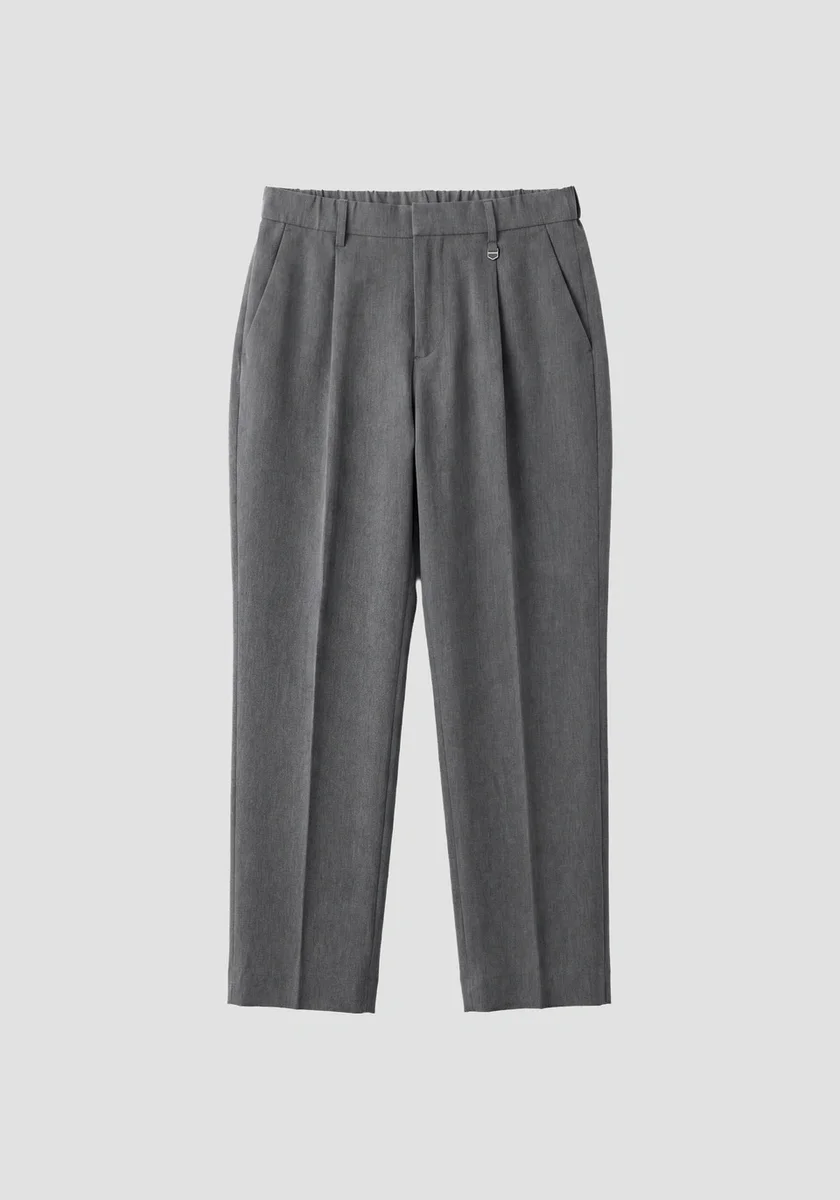 Pantalones Morato "Alan" gris jaspeado medio relaxed fit en sarga de viscosa