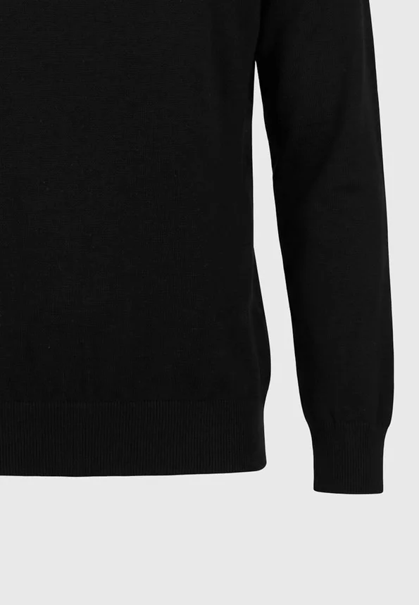 Jersey funky Buddha de punto con cuello redondo y remates acanalados negro