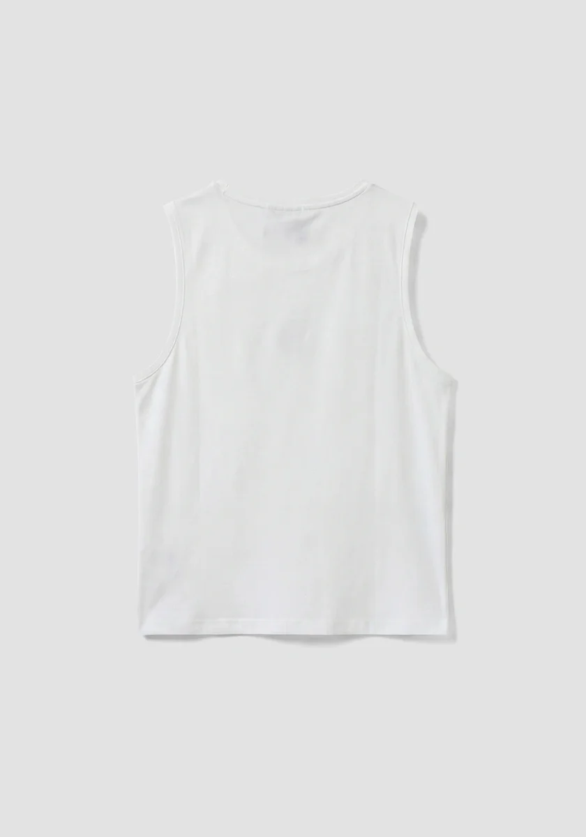 CAMISETA MORATO SIN MANGAS REGULAR FIT DE ALGODÓN CON PLACA CON LOGOTIPO BLANCA