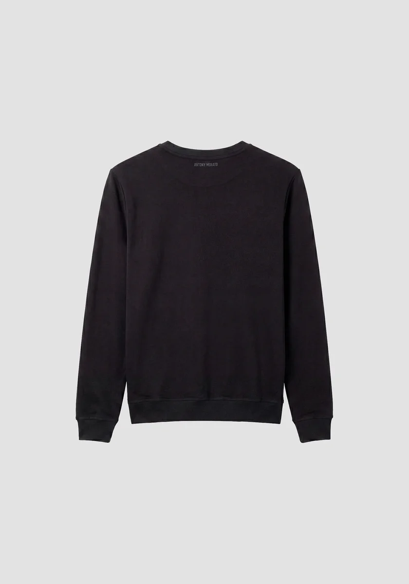 Sudadera Morato negra regular fit en mezcla de algodón con estampado tigre de agua y flock