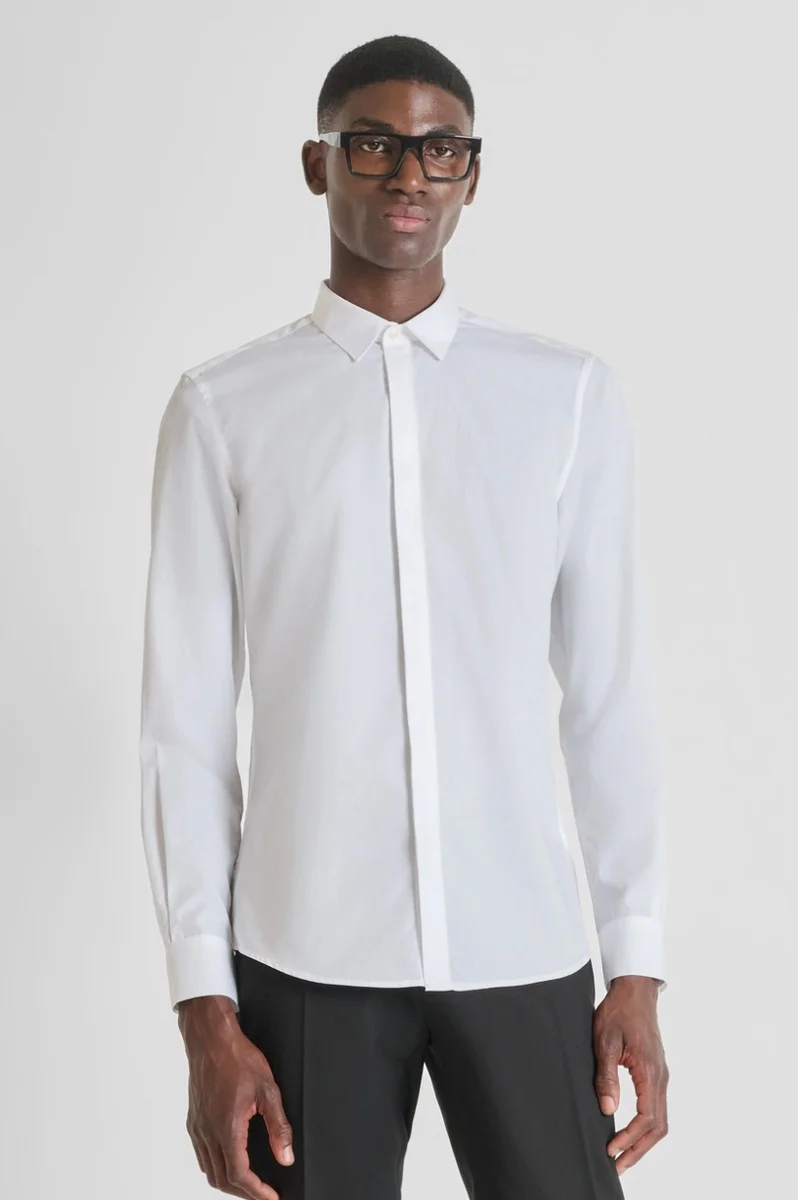 CAMISA ANTONY MORATO SLIM FIT «LONDON» EN ALGODÓN EASY IRON CON BOTÓN OCULTO