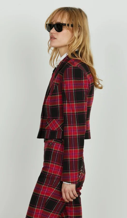CHAQUETA CORTA CRUZADA RELISH EN CUADRO SOLAPADA