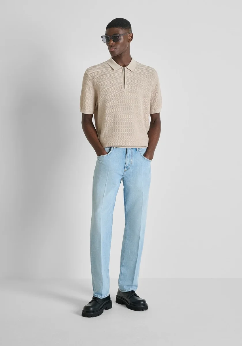 Polo Morato regular fit beige con cremallera