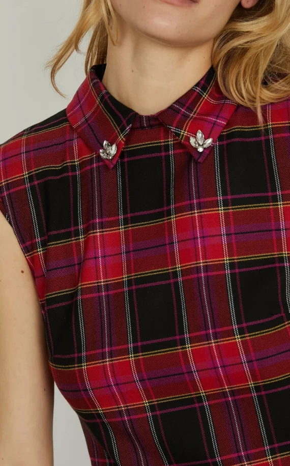 VESTIDO CUADRO RELISH FALDA PLISADA