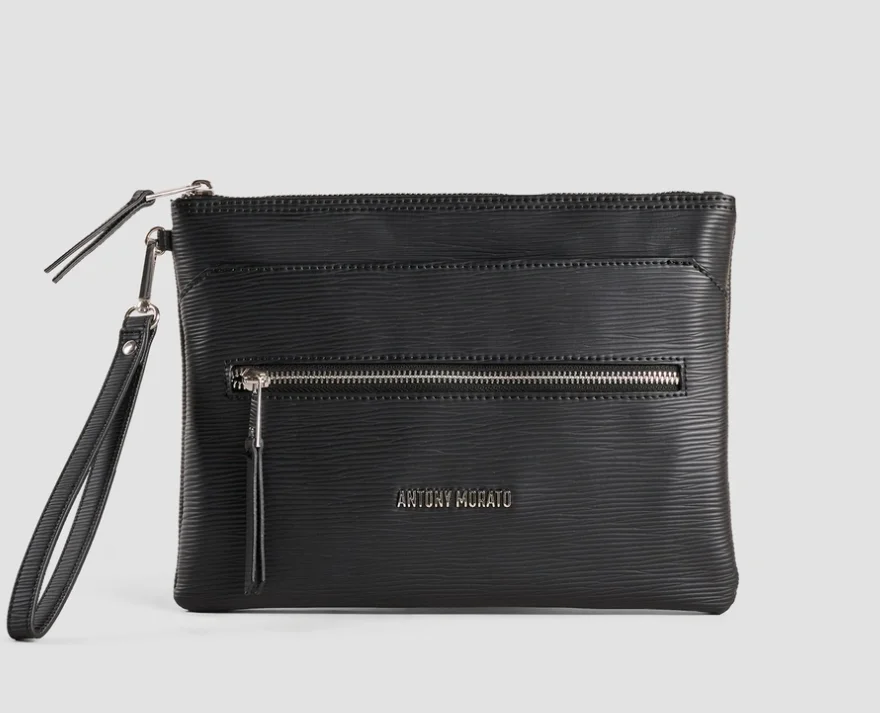 BOLSO MORATO DE PIEL SINTÉTICA CON LOGO LETTERING METALIZADO