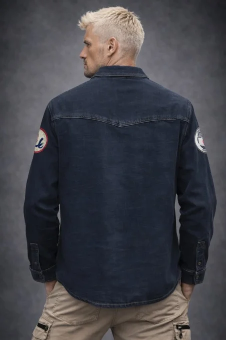 RESERVA-Sobrecamisa de hombre Lasal denim ZERO azul Medio