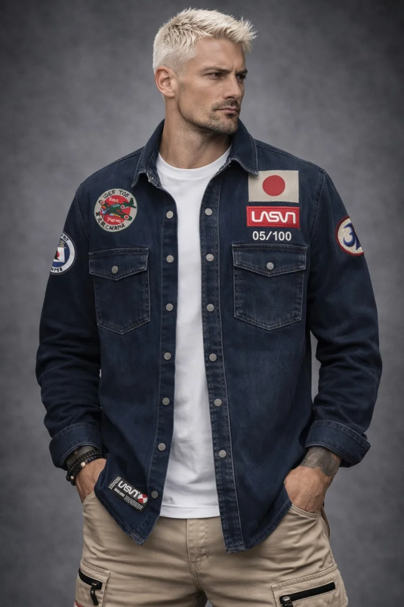 RESERVA-Sobrecamisa de hombre Lasal denim ZERO azul Medio