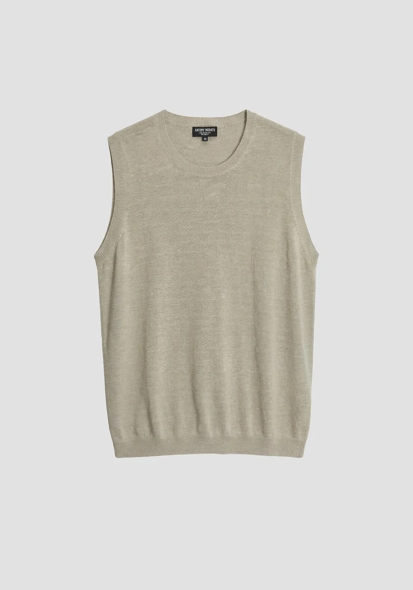 JERSEY MORATO SIN MANGAS RELAXED FIT DE MEZCLA DE LINO SUAVE