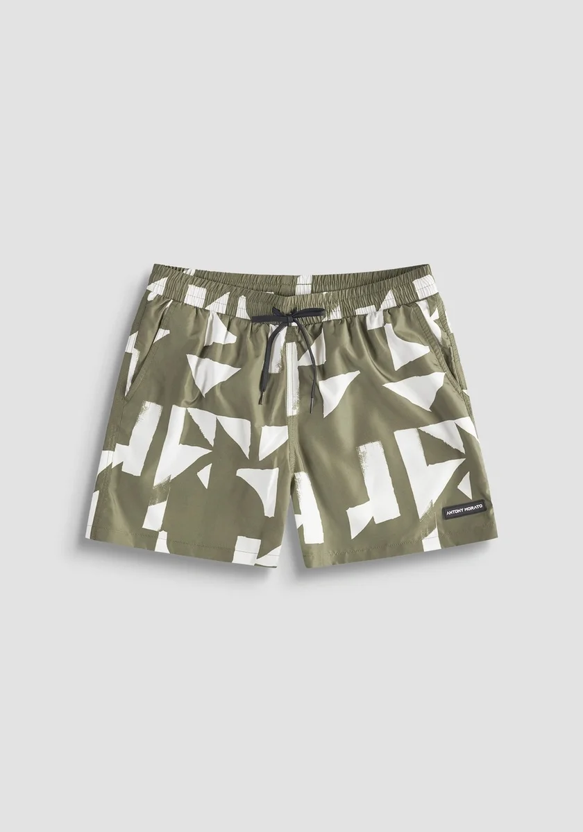 BAÑADOR MORATO REGULAR FIT CON ESTAMPADO GEOMETRICO VERDE