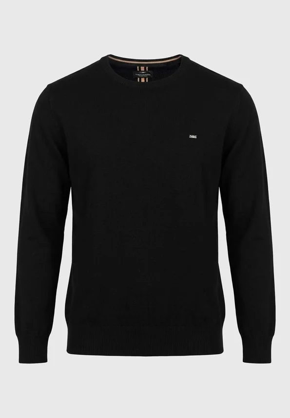 Jersey funky Buddha de punto con cuello redondo y remates acanalados negro