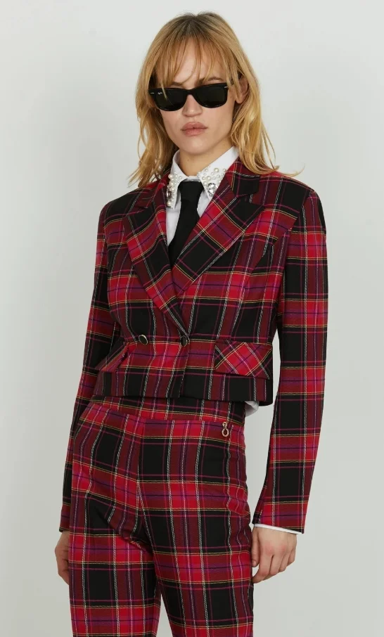 CHAQUETA CORTA CRUZADA RELISH EN CUADRO SOLAPADA
