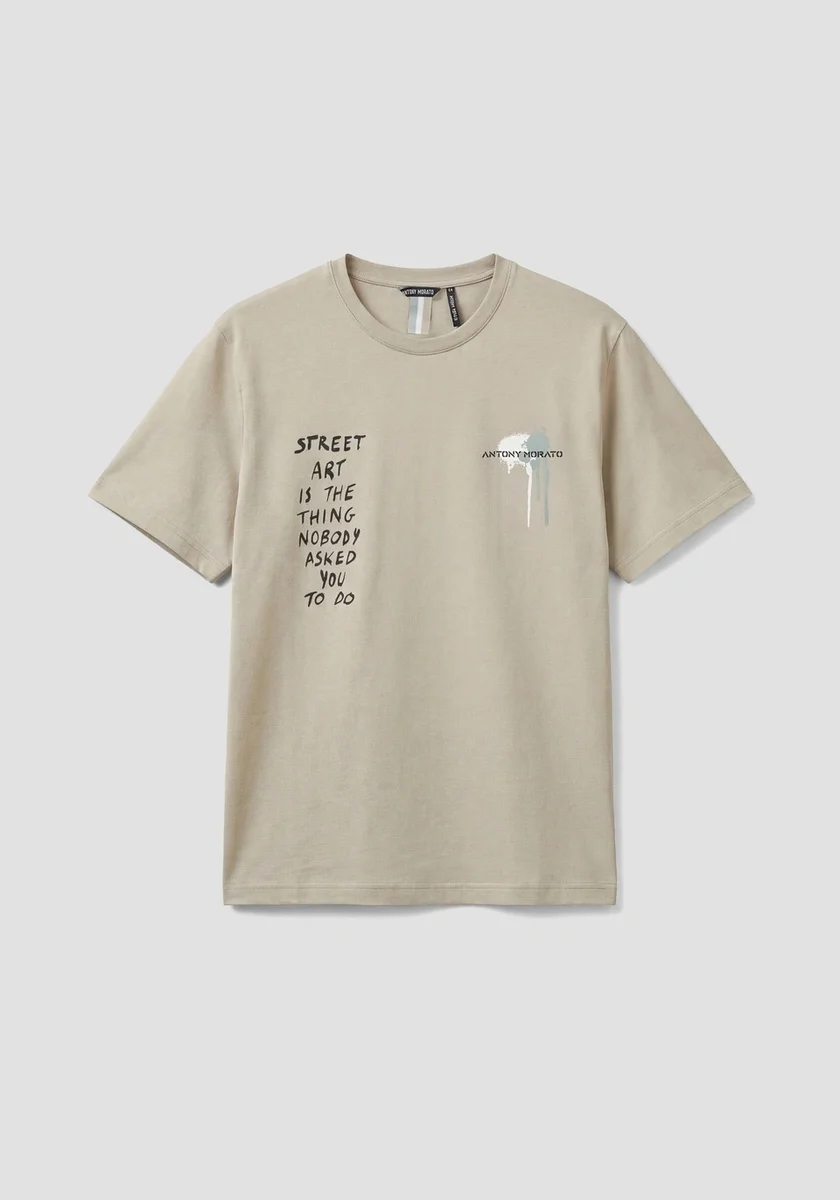 CAMISETA MORATO RELAXED FIT DE ALGODÓN STREET ART BEIGE