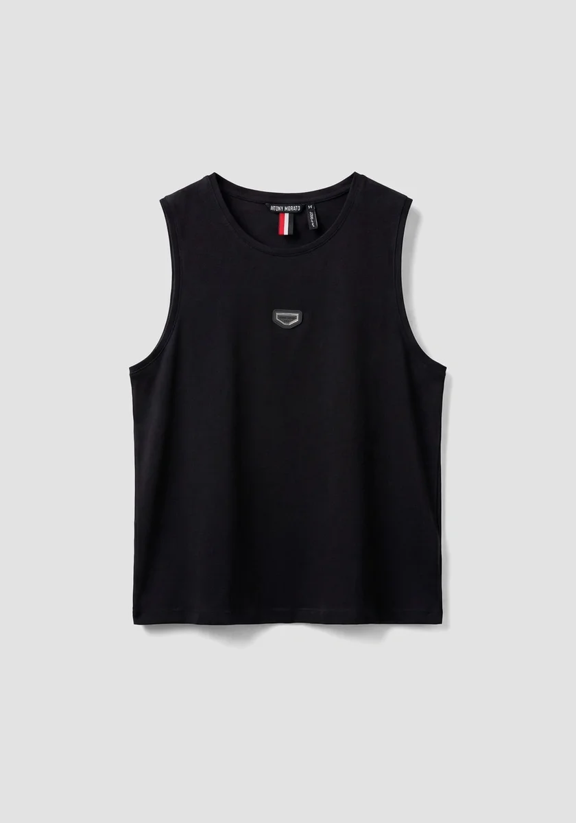 CAMISETA MORATO  SIN MANGAS REGULAR FIT DE ALGODÓN CON PLACA CON LOGOTIPO