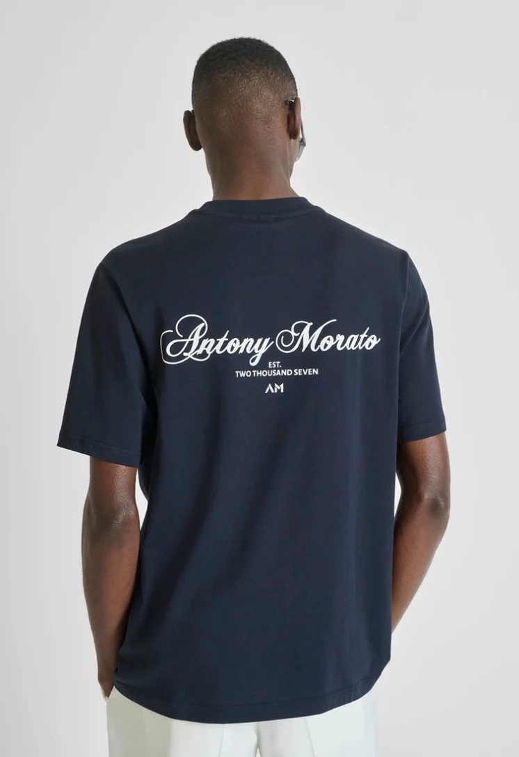 CAMISETA MARATO DE AJUSTE RELAJADO EN JERSEY DE ALGODÓN CON DOBLE ESTAMPADO