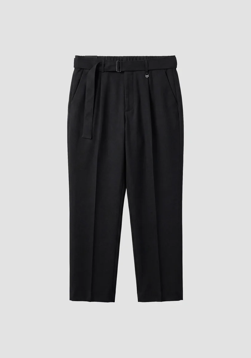 Pantalones Morato "Alan" negros relaxed fit en sarga elástica de viscosa y lana
