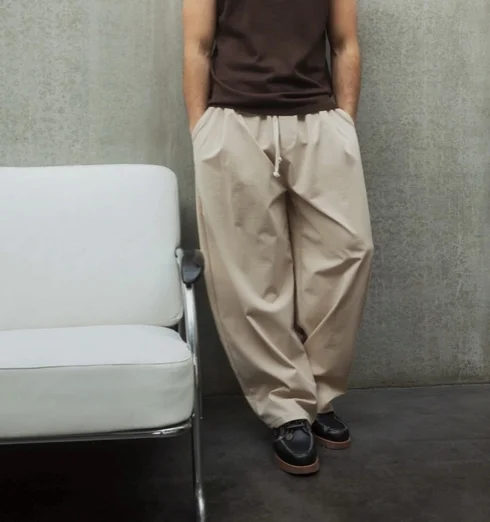 PANTALONES ANCHOS .CON CORDON FRILIVIN PARIS BEIGE