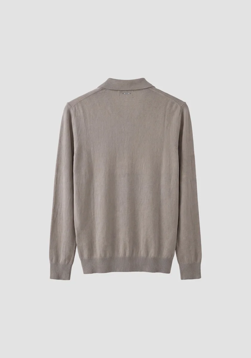 Polo Morato de punto color masilla regular fit de manga larga sin botones en algodón peinado