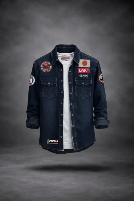 RESERVA-Sobrecamisa de hombre Lasal denim ZERO azul Medio