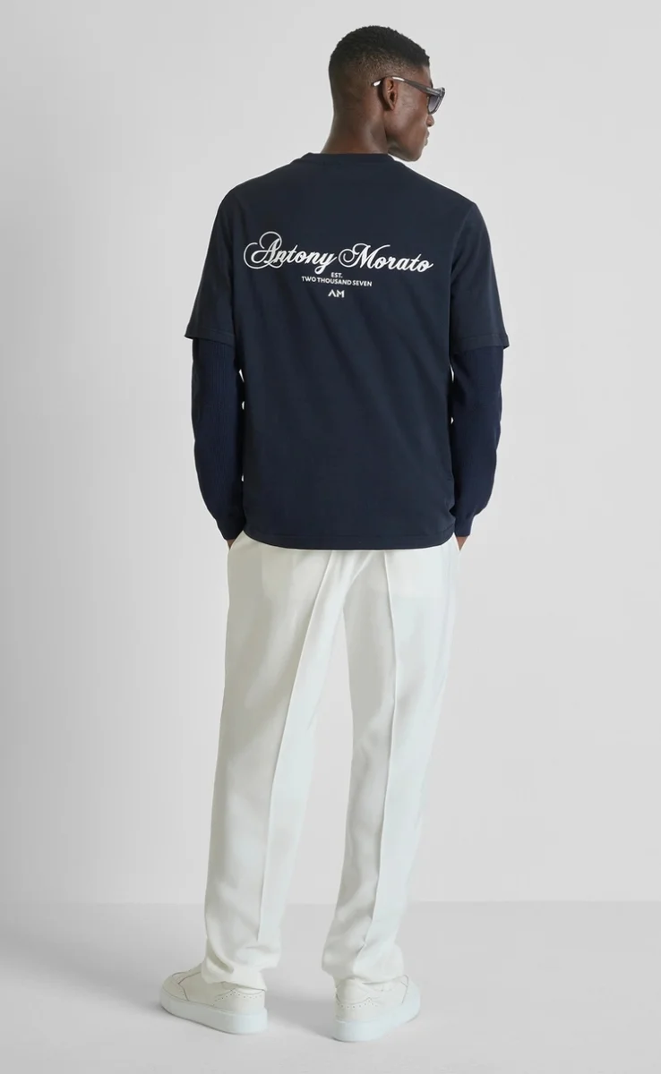 CAMISETA MARATO DE AJUSTE RELAJADO EN JERSEY DE ALGODÓN CON DOBLE ESTAMPADO