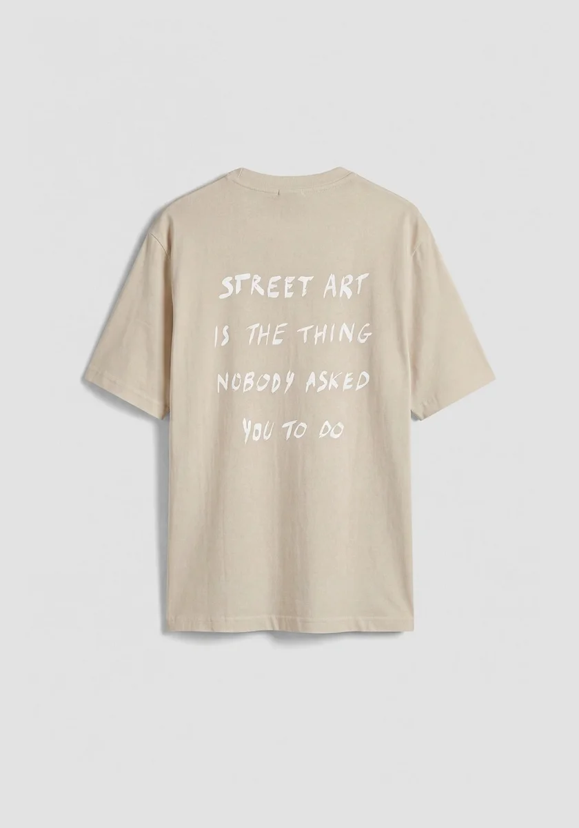 CAMISETA MORATO RELAXED FIT DE ALGODÓN STREET ART BEIGE