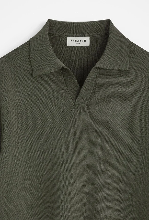 Polo con cuello en v Frilivin Paris verde 