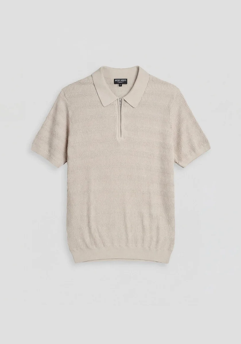 Polo Morato regular fit beige con cremallera