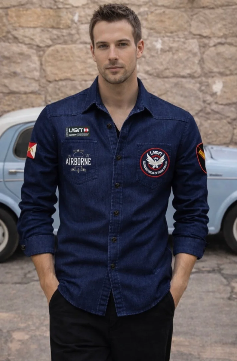 SOBRECAMISA DE HOMBRE LASAL DENIM AIR AZUL OSCURO