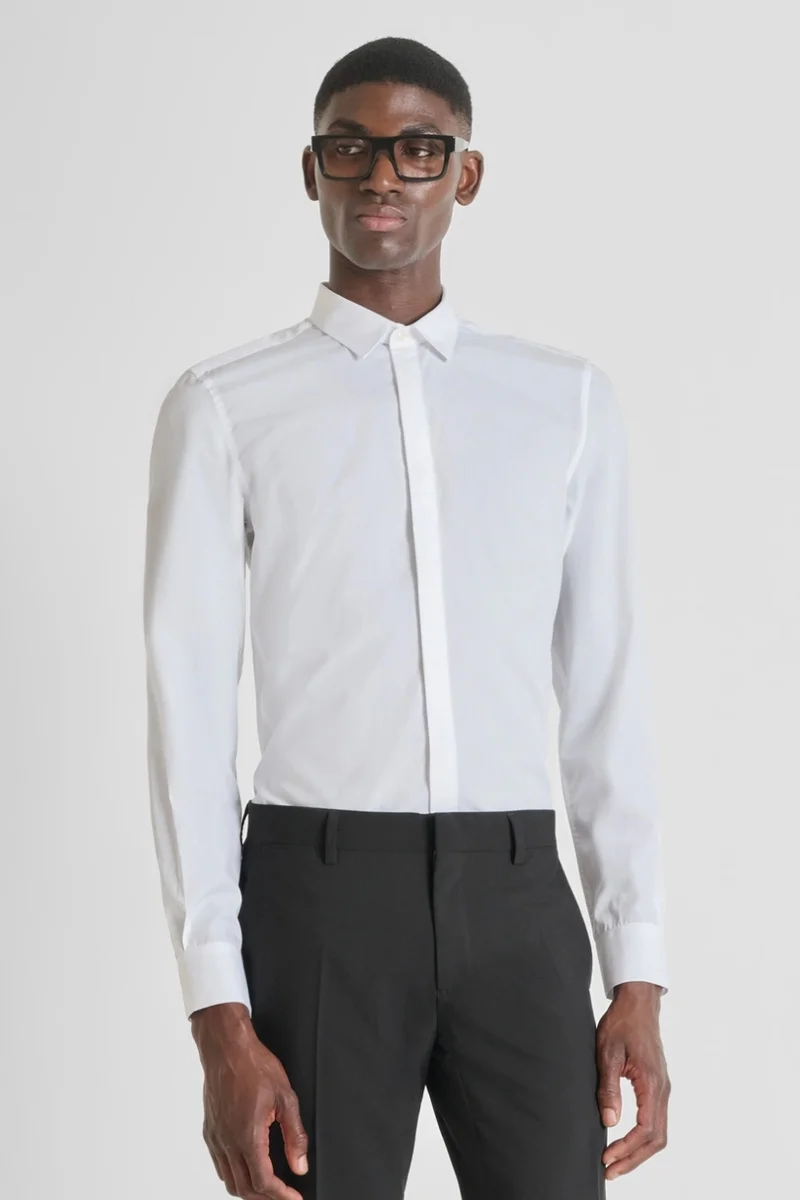 CAMISA ANTONY MORATO SLIM FIT «LONDON» EN ALGODÓN EASY IRON CON BOTÓN OCULTO