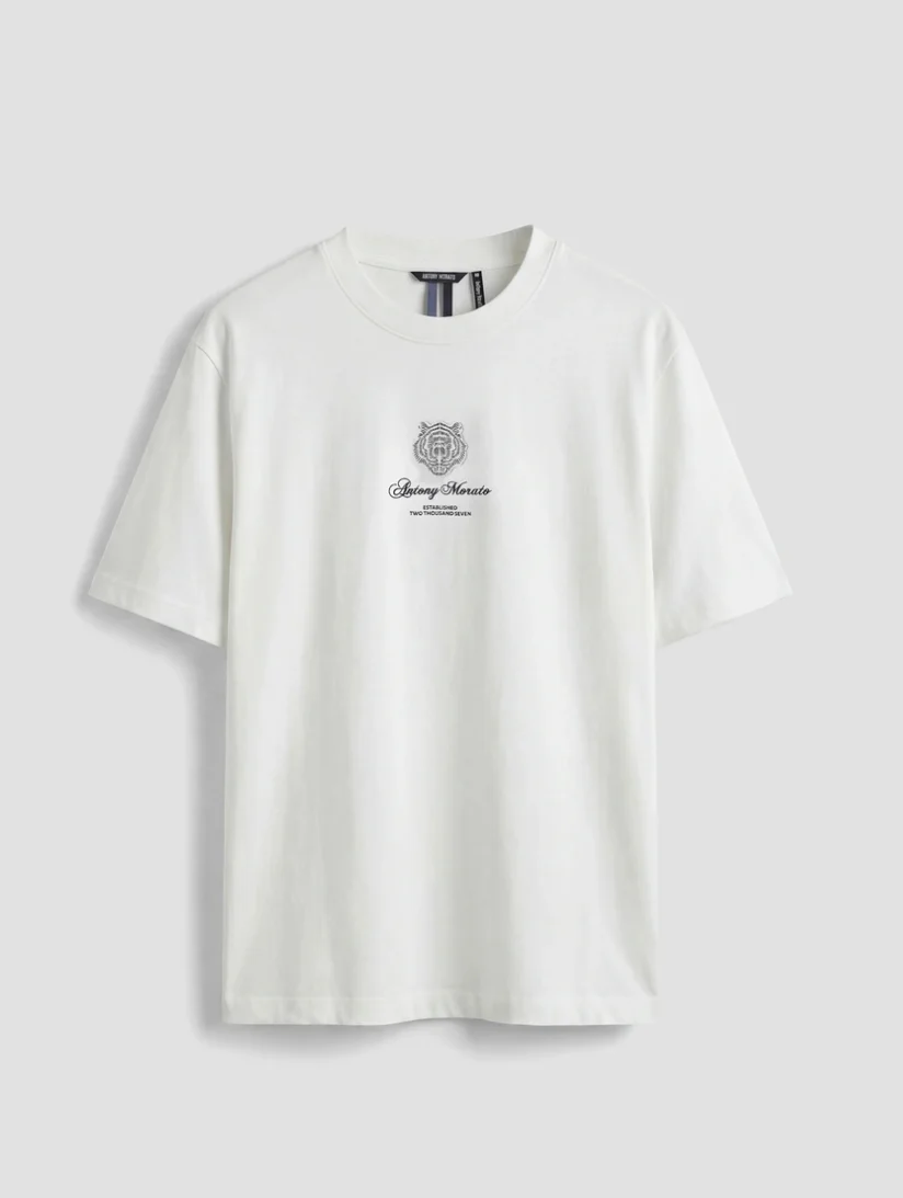 CAMISETA DE AJUSTE RELAJADO EN JERSEY DE ALGODÓN CON DOBLE ESTAMPADO