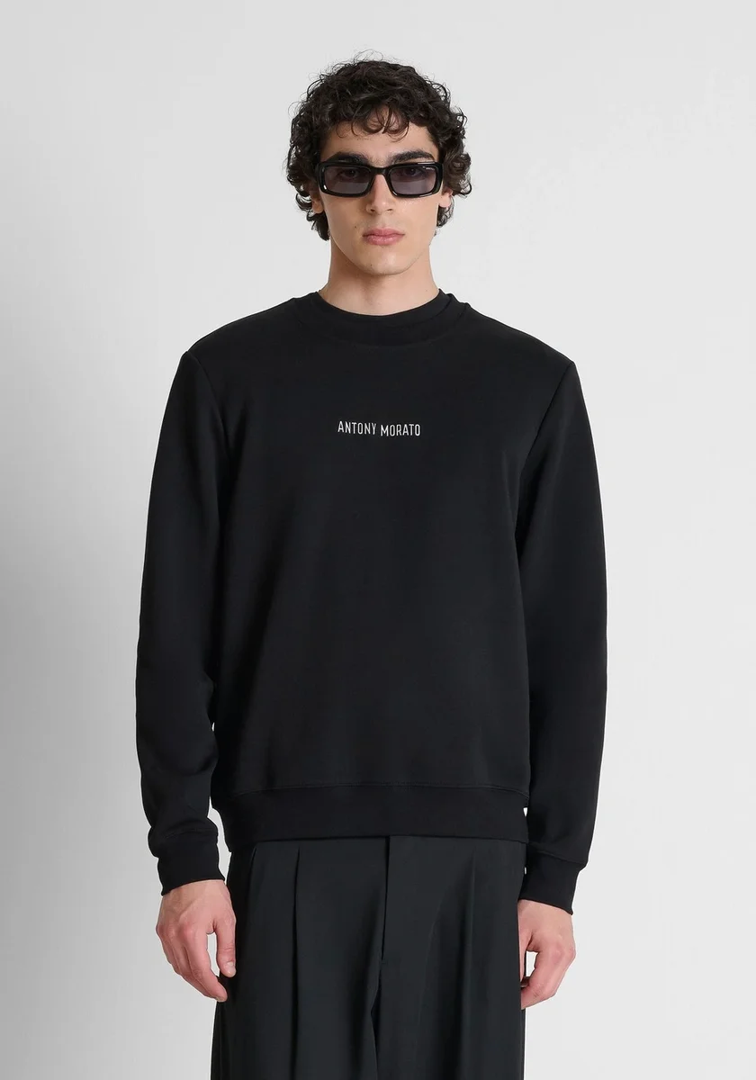 Sudadera Morato interlock black logo plata
