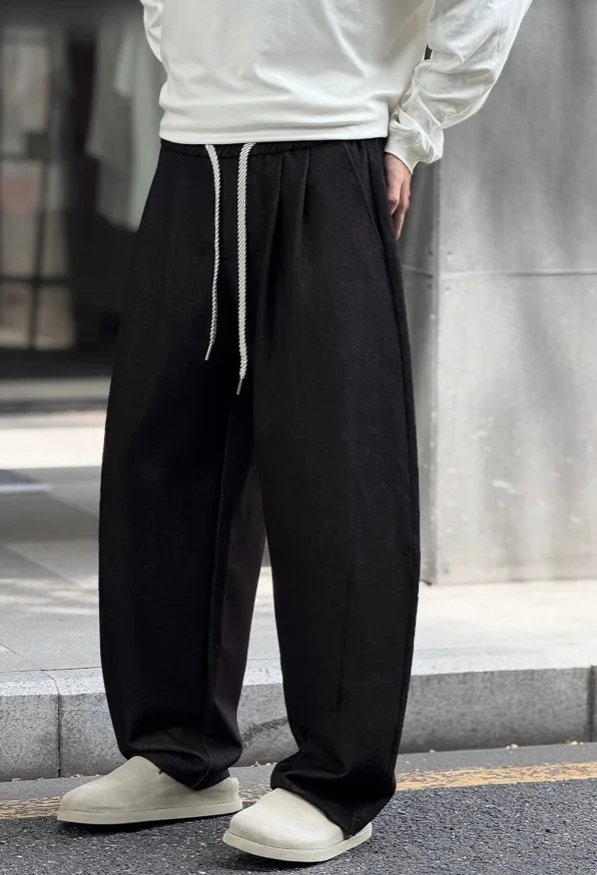 PANTALONES ANCHOS PLACED BY GUIDEON EN NEGRO DESGASTADO