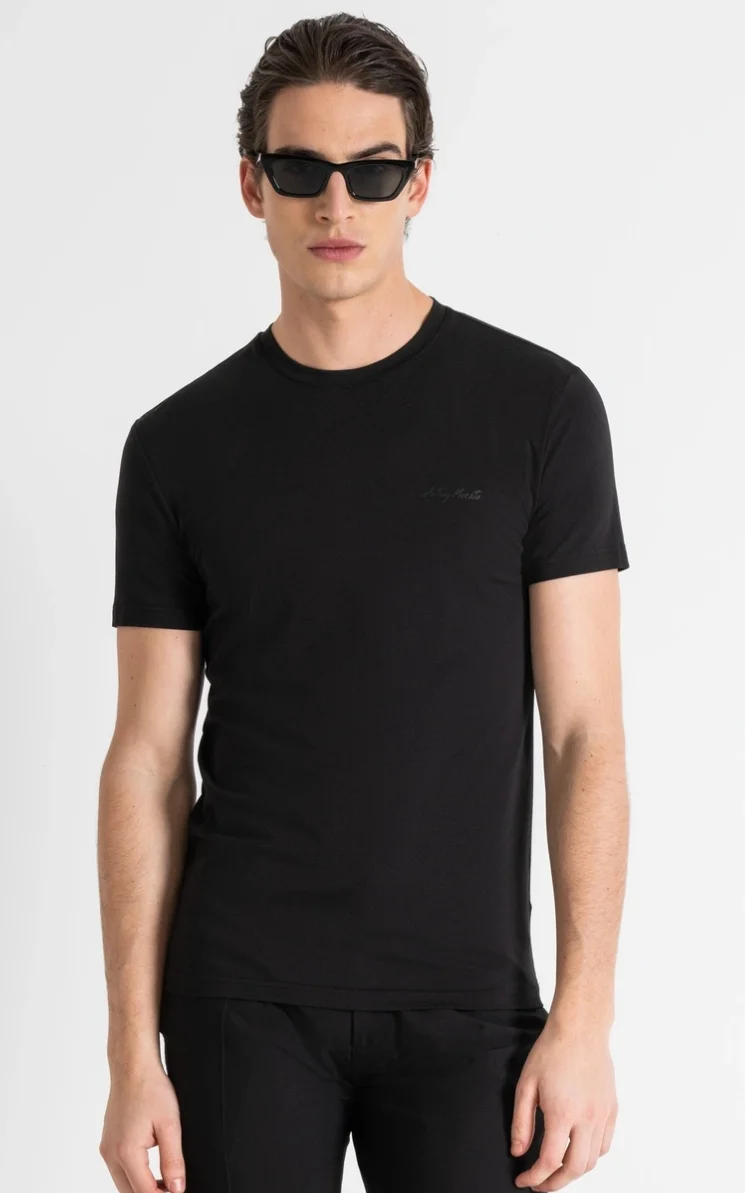 CAMISETA ANTONY MORATO SUPER SLIM FIT DE ALGODÓN ELÁSTICO CON LOGOTIPO ESTAMPADO