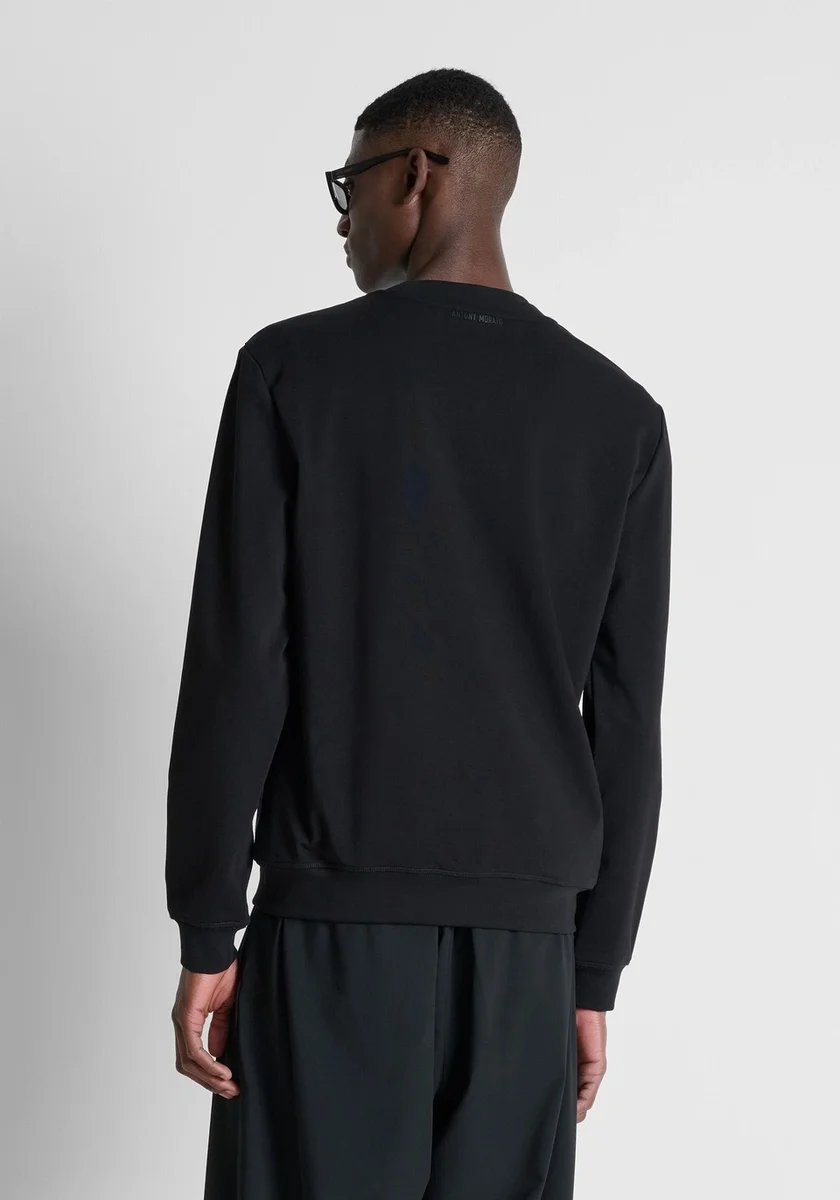 Sudadera Morato negra regular fit en mezcla de algodón con estampado tigre de agua y flock