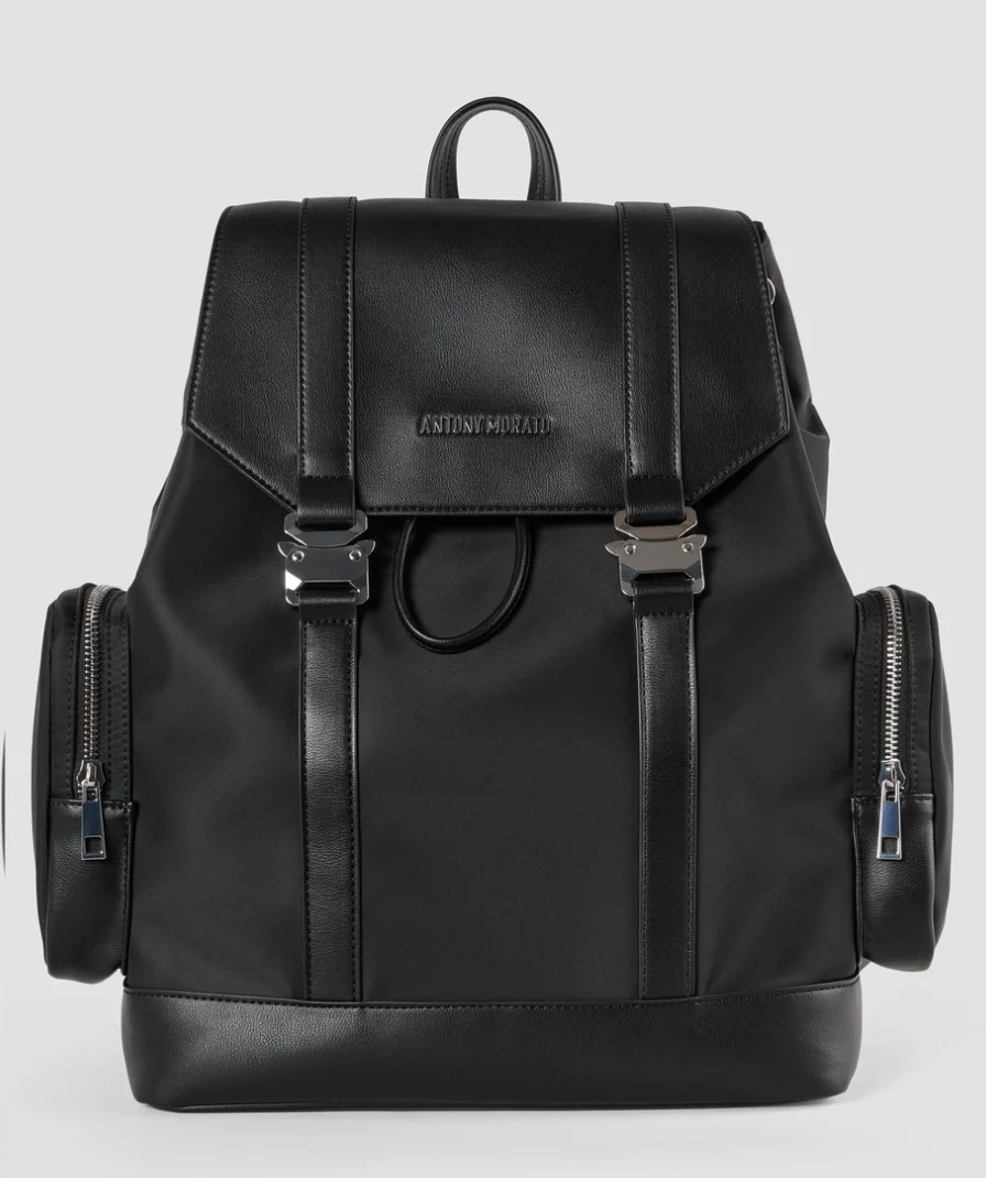 MOCHILA MORATO DE NYLON Y PIEL SINTÉTICA CON BOLSILLOS LATERALES