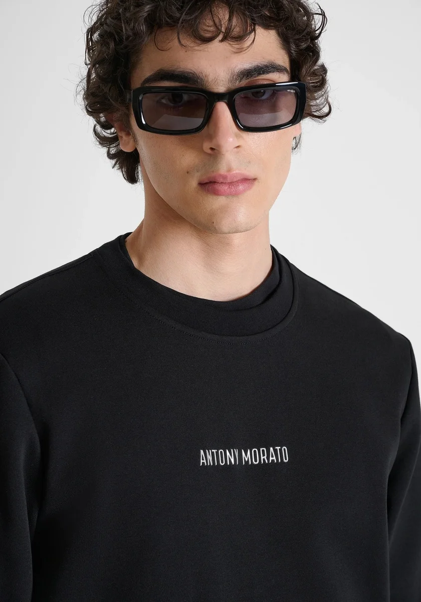 Sudadera Morato interlock black logo plata 