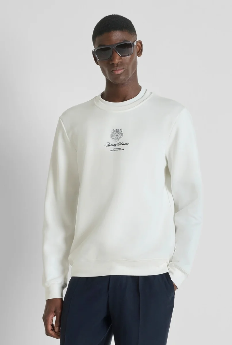 SUDADERA REGULAR FIT DE MEZCLA DE ALGODÓN INTERLOCK CON DOBLE ESTAMPADO