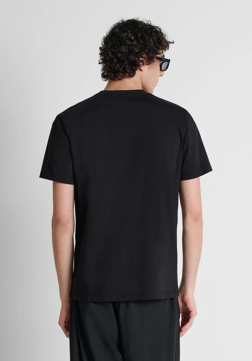 Camiseta Morato negra regular fit en punto jersey de algodón con logo mate y estampado flock