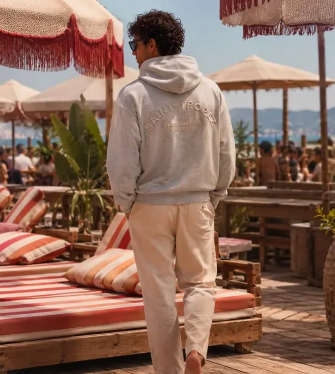 Sudadera con capucha gris Saint-Tropez hombre Beauséjour París
