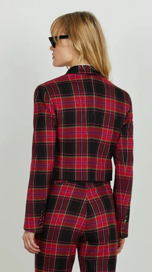 CHAQUETA CORTA CRUZADA RELISH EN CUADRO SOLAPADA