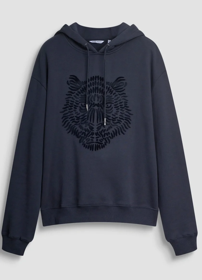 SUDADERA ANTONY MORATO CON CAPUCHA REGULAR FIT EN MEZCLA DE ALGODÓN AZUL