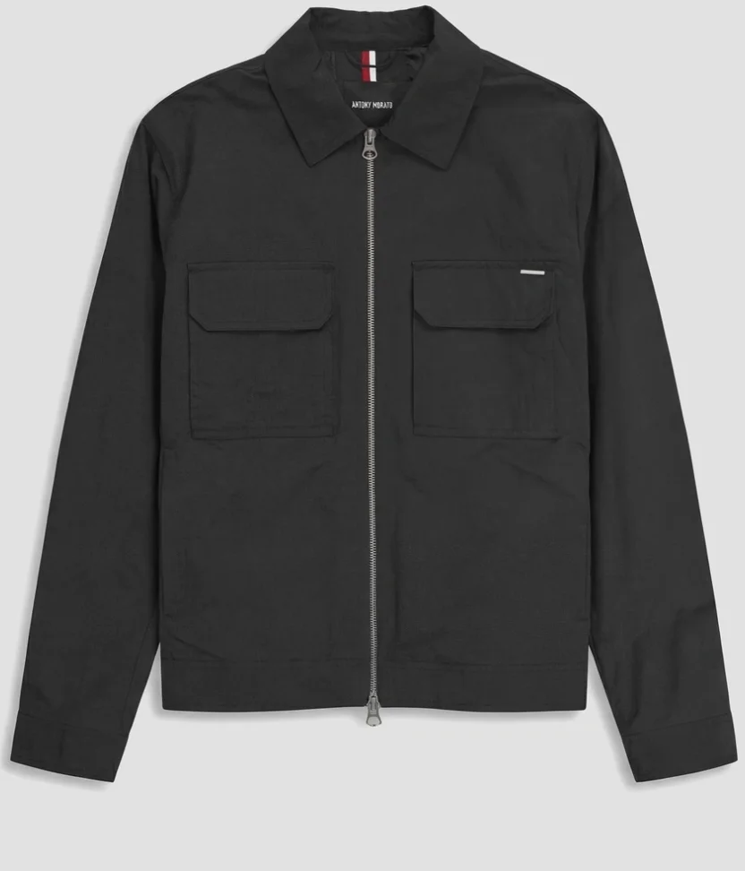 CHAQUETA RELAXED FIT NEGRA CIERRE CREMALLERA