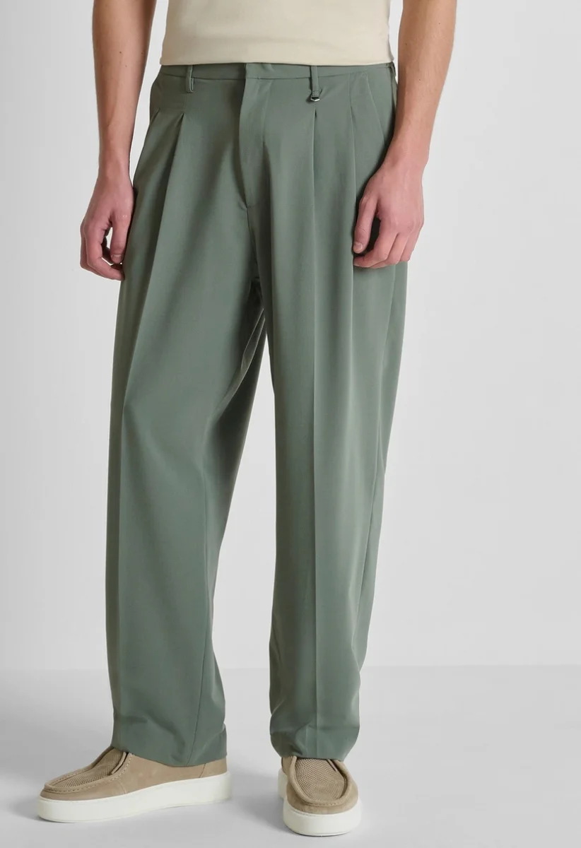 PANTALONES MORATO WIDE LEG FIT «LEON» DE MEZCLA DE VISCOSA ELÁSTICA VERDE