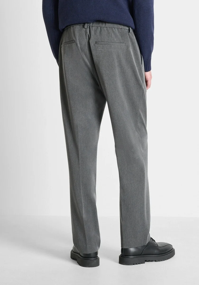 Pantalones Morato "Alan" gris jaspeado medio relaxed fit en sarga de viscosa