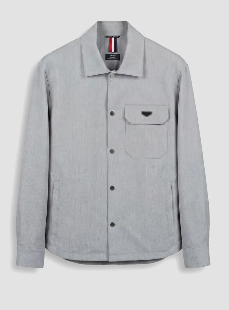 CAMISA MORATO REGULAR FIT «TIRANA» DE MEZCLA DE VISCOSA COMPUESTA ELÁSTICA GRIS