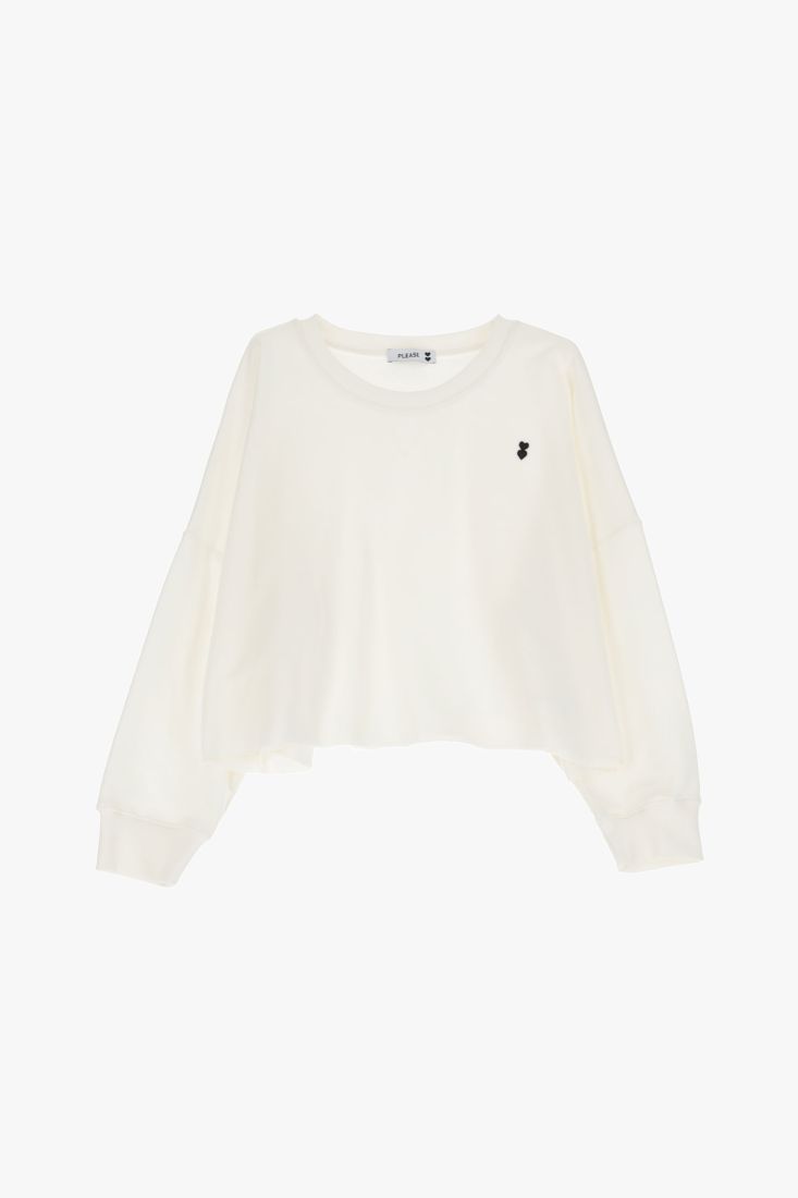 SUDADERA MUJER PLEASE  CORTA CON MANGAS LARGAS